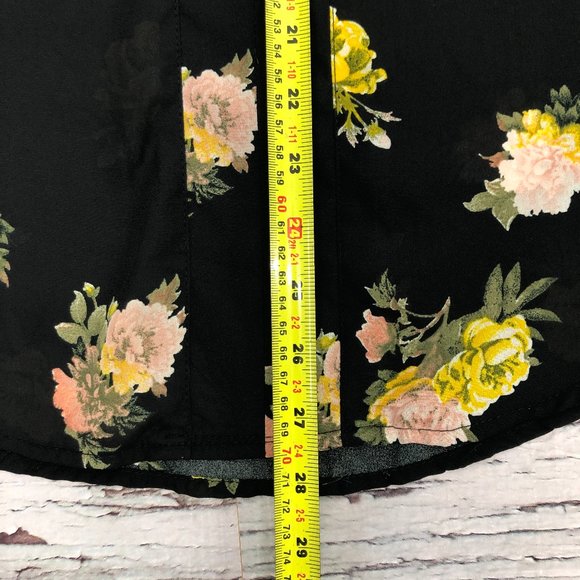 Ardene Black Floral Blouse 3/4 Sleeve Size XS - Picture 5 of 6